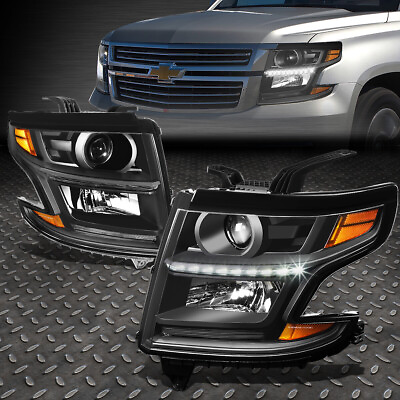 FOR 15 20 CHEVY TAHOE SUBURBAN BLACK AMBER CORNER LED DRL PROJECTOR HEADLIGHT $243.88
