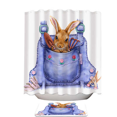 #ad Cute Animal Art Bunny Overall Pocket Shower Curtains $46.90