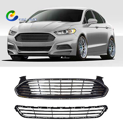 #ad Upperamp;Lower FrontGrille Grill Radiator For 2013 2016 Ford Fusion Mondeo $49.58