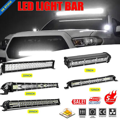 #ad 7 10 20 22inch LED Bar Light Flood Spot Combo For Jeep Offroad Driving Truck 4WD $12.50