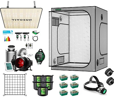 #ad VIVOSUN Gray Grow Tent Complete Kit w Inline Fan amp; LED Grow Light amp; Accessories $330.29