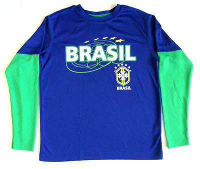 #ad CBF Brasil Long Sleeve Soccer Jersey Boy#x27;s Size L Blue Green $32.99