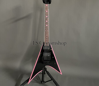 #ad Custom Pink Edge Pinstripes V Shape Electric Guitar Rosewood Fretboard FR Bridge $220.40