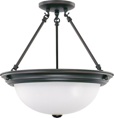 #ad Nuvo 60 3341 Signature 3 Light LED Mahogany Bronze Semi Flush Ceiling Light $154 $49.99