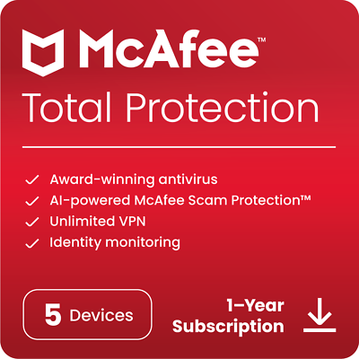 #ad McAfee Total Protection 2024 Antivirus Internet Security Software Download $29.99
