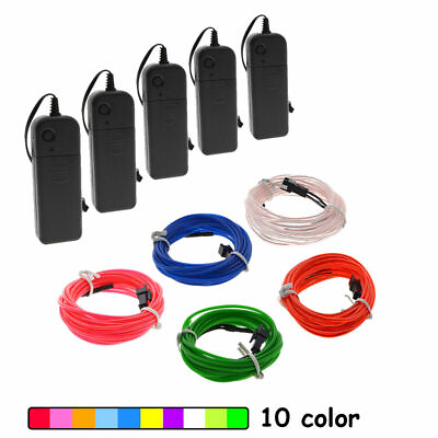 LED EL Wire Neon Glow String Strip Light Rope Controller Car Decor Dance Party $8.99