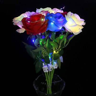 #ad LED Artificial Rose Light up Silk Rose Gift for Girlfriend Mom Wife x 5 $12.99