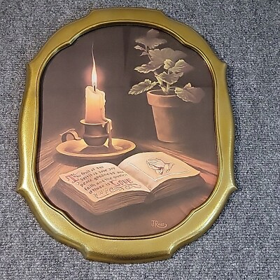 #ad Home Interiors Wall Art JRoss Framed Candle Bible Fruit of the Spirit is Love $24.98
