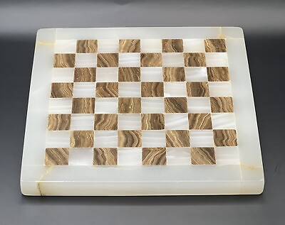 #ad Vintage Stone Marble Onyx Handmade Brown White Chess Board 8 1 4” X 8 1 4”Only $31.49