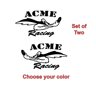 #ad Wile E. Coyote ACME Racing Vinyl Decal Sticker Car Truck Window set of 2 JDM $5.95