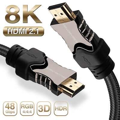 #ad 8K High Speed HDMI 2.1 Cable 6FT w Ethernet 4X the Clarity of 1080p FullHD Lot $55.99