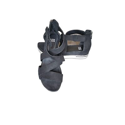 #ad Eileen Fisher Womens Sandals Size 8.5 Black Nubuck Open Toe Wedge Smart Sport NW $34.00