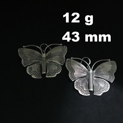 #ad Fine Silver Earrings Sterling 925 Jewelry 12g Dangle Hook Wide Butterfly 323832 $28.52