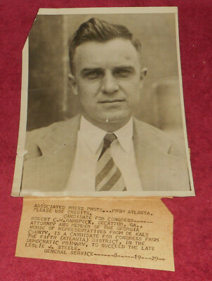 #ad 1929 Press Photo Robert Ramspeck Democratic Congress Candidate Georgia $7.73