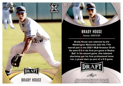 #ad Brady House quot;GOLDquot; RC 2021 Leaf Draft Baseball Washington Nationals $2.12