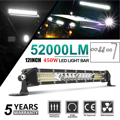 12quot; inch 450W LED Work Light Bar Combo Spot Flood Driving Off Road SUV Boat ATV $14.93