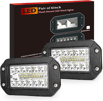 #ad Flush Mount LED Light Pods BUNKER INDUST 2Pcs 6 Inch Spot Flood Combo Beam 600 $35.22