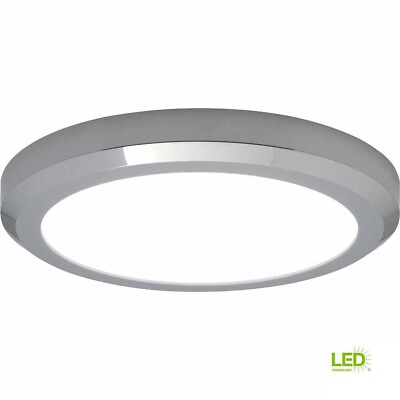 #ad 16 in. 1 Light Edge Lit Chrome Dimmable LED Flush Mount by Hampton Bay $55.48