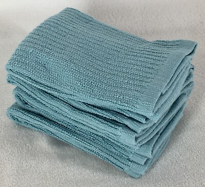 #ad 5 Ribbed Dew Blue Green COTTON Bar Mop Rags Dish Cloths Kitchen Towels 12 x12quot; $14.95