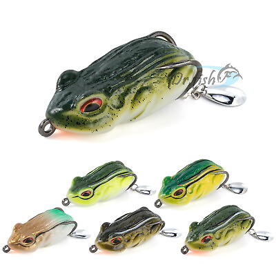 #ad 6 12Pack Topwater Frog Soft Lure Bass Fishing Lure 2#x27; Lifelike 3D Frog Soft Bait $33.11