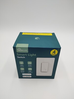 TREATLIFE Smart Light Switch Single Pole Smart Switch Works with Alexa 4 Packs $15.95