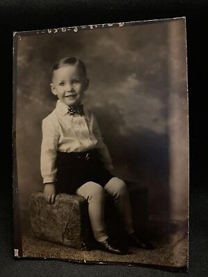 #ad Vintage 1929 Photo of Little Boy in Bow Tie Wayne Merritt Enid Oklahoma OK $9.95