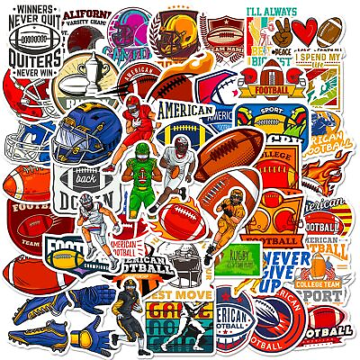 #ad Football Stickers 50 Pcs American Sports Gift Vinyl Decal Waterproof Sticke... $12.68