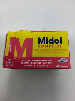 #ad MIDOL Complete Symptom Relief of Cramps Bloating Fatigue 40 Capsules EXP 06 24 $10.50
