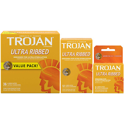 #ad Trojan Ultra Ribbed Increased Stimulation Lubricated Condoms Choose Quantity $9.99