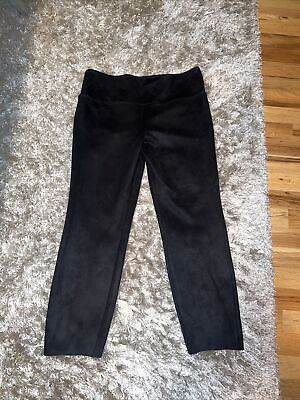#ad Chaser Womens Mid Rise Faux Suede Leggings Black Size L Cropped $25.00