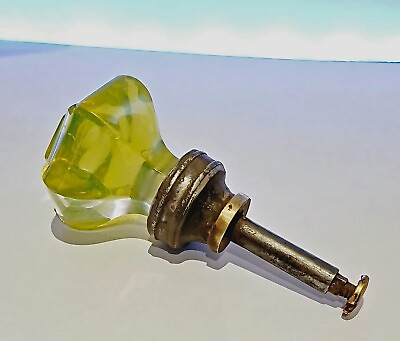 #ad ANTIQUE GREEN GLASS URANIUM amp; METAL DOOR KNOB 1 INCH DIAMETER 182 GRS DECO ERA $59.00