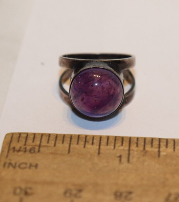 #ad Vintage Sterling Purple Stone Ring Size 6 Signed MMD $13.99