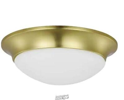 #ad Etched Glass 14 in. Close to Ceiling Satin Brass 2 Light Semi Flush Mount $29.99