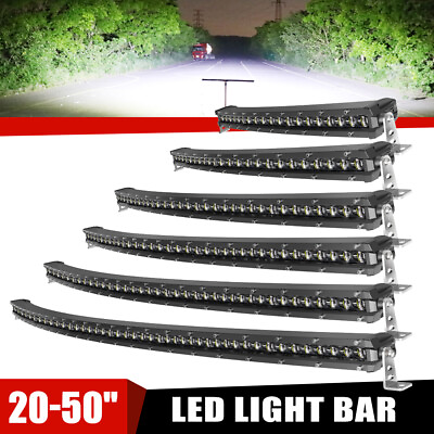 Curved 20 26 32 38 44 50quot; LED Work Light Bar Single Row 4WD ATV Offroad Truck $159.86
