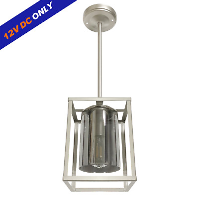 #ad 20.8quot; 12V LED Retro Tinted Gray Glass Pendant Ceiling Light Hanging Lamp Fixture $46.23