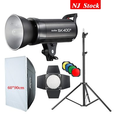 #ad US Godox SK400II Flash Monolight HeadBD 04 Barndoor60*90cm Softbox Light Stand $160.00