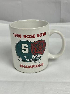 #ad Vtg MSU Rose Bowl Michigan State University Cup Mug 1988 Big Ten Champs Spartans $17.99