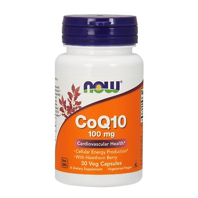 #ad NOW Foods CoQ10 100 mg w Hawthorn Berry 30 Veg Capsules $11.99
