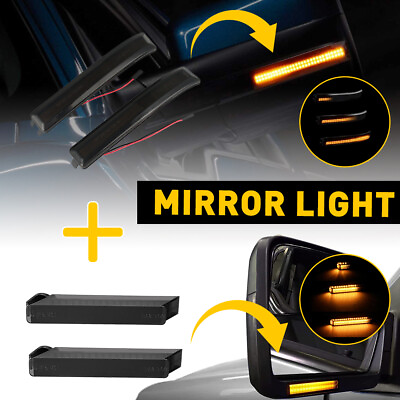 #ad For 09 14 Ford LED F150 4XAUXITO Smoked Sequential Side Mirror Turn Signal Light $38.99