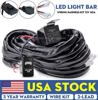 9ft 40A 12V Switch amp; Relay Wiring Harness Kit LED Fog Work Light Bar Fuse 120W $14.14