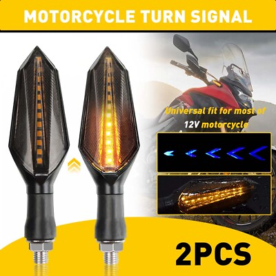#ad 2pcs Motorcycle LED Signals Turn Sequential Lamp Flowing Lights Indicator Amber $10.99