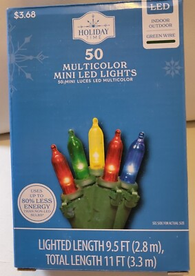 Holiday Time 50 LED Multicolor Mini Lights White Wire Set Christmas String $8.75