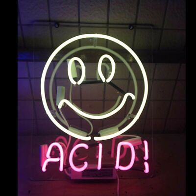 #ad 14quot;x10quot; Acid Happy Face Acrylic Neon Sign Light Lamp Glass Gift Artwork ZS225 $79.98