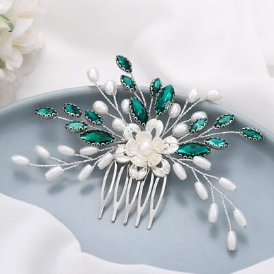 #ad Rhinestone Bride Wedding Hair Comb Silver Pearl Flower Hair Piece Crystal $13.65