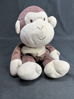 #ad Carters Just One Year Brown Tan Monkey Circle Tummy Plush Stuffed Baby Toy $19.99