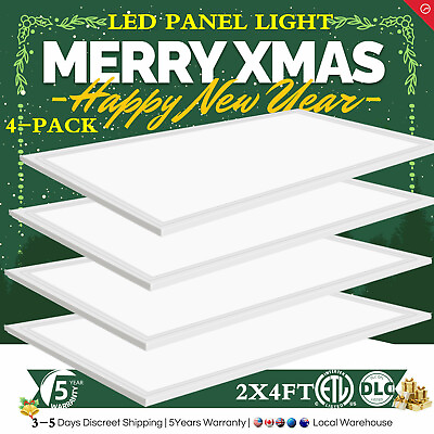#ad LED Panel Light Drop Ceiling Flat Panel Recessed Troffer Fixture 4Pack 2x4 Ft $198.00