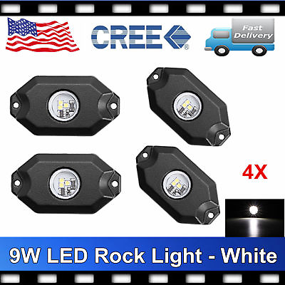 #ad 4x WHite Rock Lights pods 2quot; LED Dome lights Off Road Under Wheel Light White $17.99