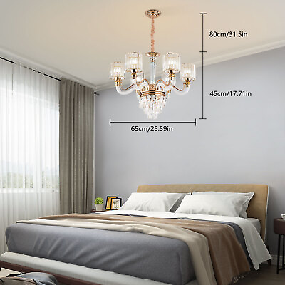 #ad Modern Crystal Chandelier with 6 Lights Vintage Ceiling Lamp Fixture Flush Mount $216.60