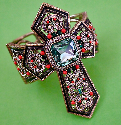 #ad New $190 HEIDI DAUS Absolutely Divine Cuff Bracelet Crystal Enamel Size S $179.60