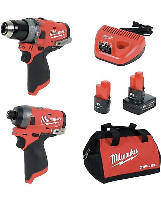 #ad Milwaukee 3497 24 M12 FUEL 12V 2 PC Tool Combo Kit Red $400.00